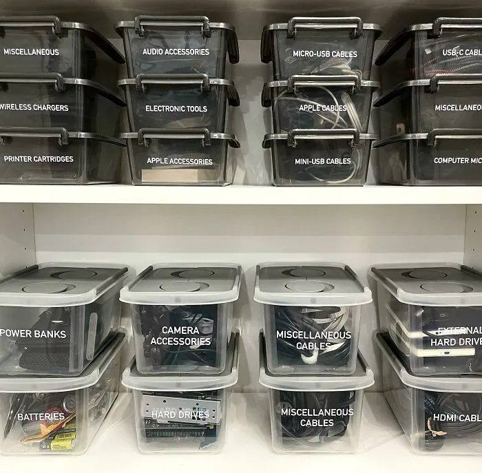 Organized All Of Our Electronics And Cables 