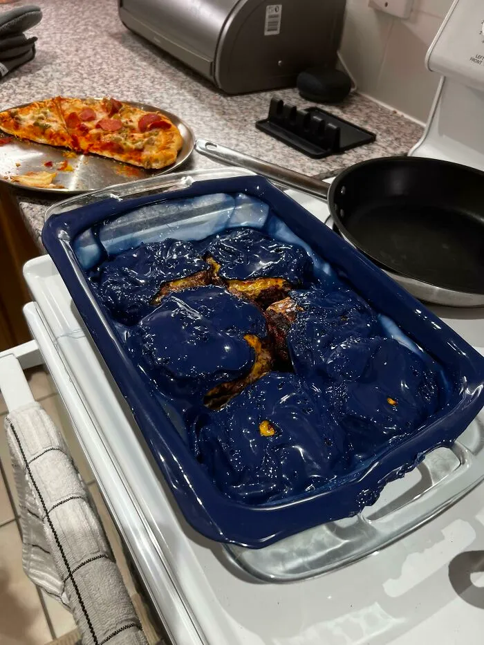 Asked My Wife To Keep The Oven On Low For The Burgers. Puts It On Low, Broils, And Forgets To Take The Plastic Cover Off