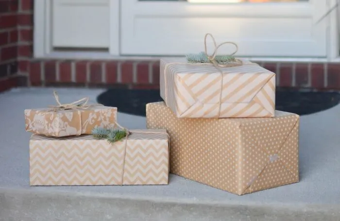 Wrapped Gifts On Stairs 