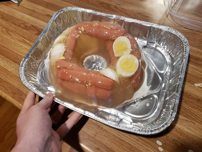 I'm Supposed To Bring A Snack To Share At A Work Meeting, I'm Thinking The Beef Broth Gelatin With Hot Dogs And Eggs Should Do It