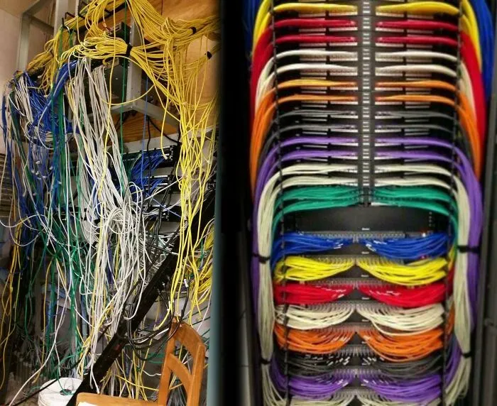 Bad vs. Good Cable Management In A Server Room
