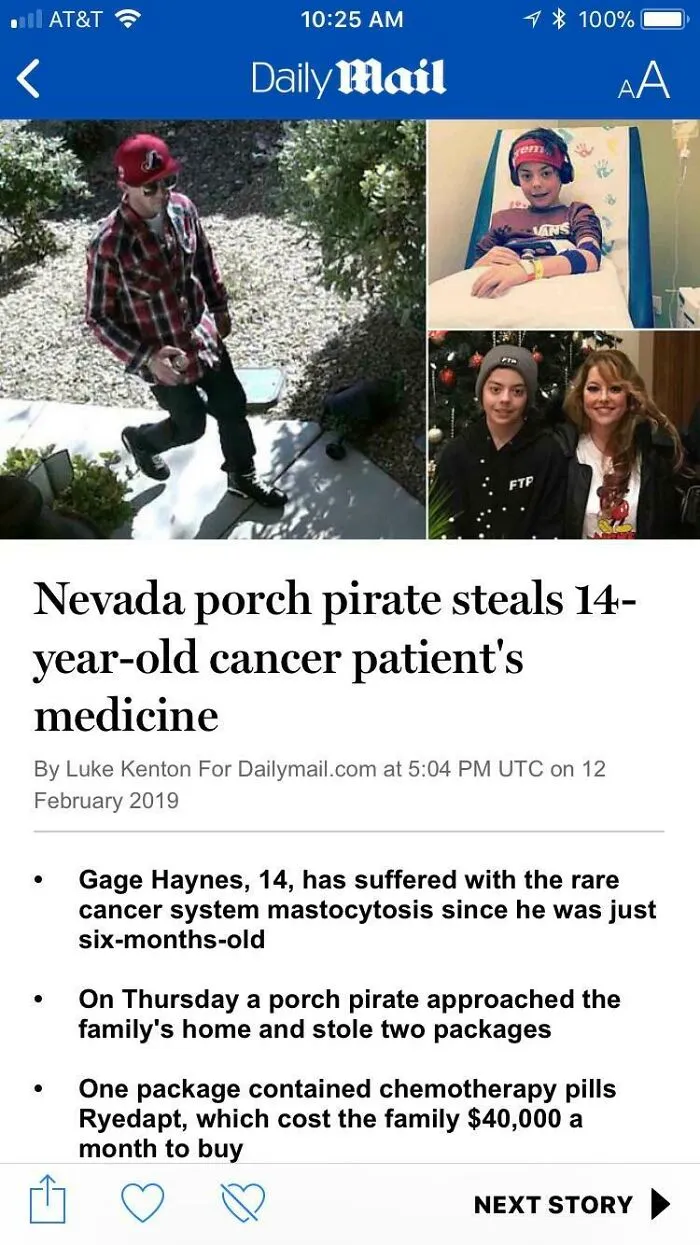 Nice, Stealing From A Teenage Cancer Patient
