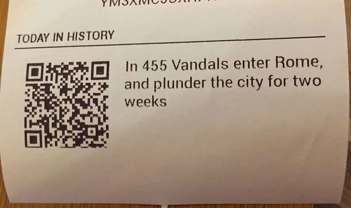 This Restaurant Has A “Today In History” Section On The Receipt