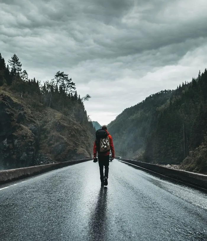 Person walking in the road