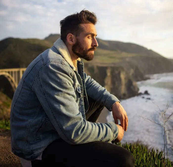 Man sitting and looking