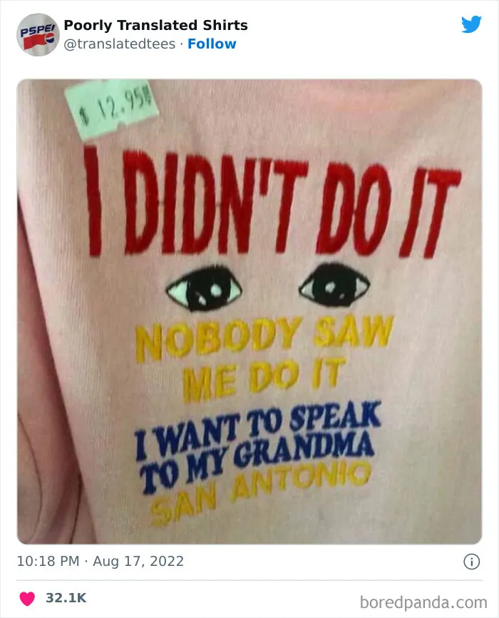 “Lost In Translation": 40 Ridiculous And Funny English T-Shirts Found Across The World