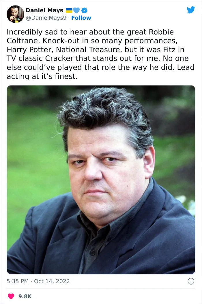 30 Of The Most Touching Tributes Paid To The Late Robbie Coltrane, Star Of Cracker And Harry Potter