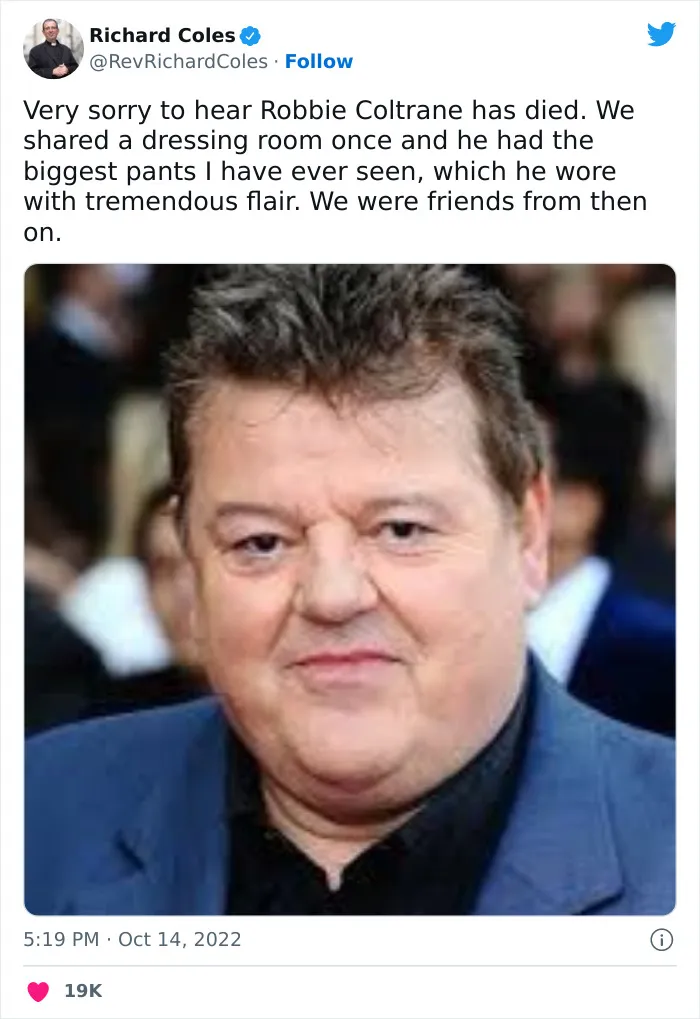 30 Of The Most Touching Tributes Paid To The Late Robbie Coltrane, Star Of Cracker And Harry Potter