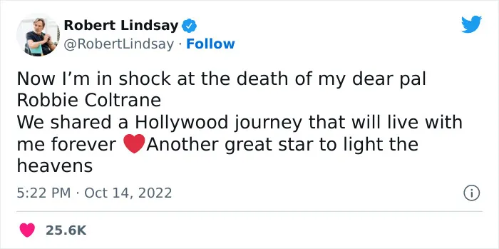 30 Of The Most Touching Tributes Paid To The Late Robbie Coltrane, Star Of Cracker And Harry Potter