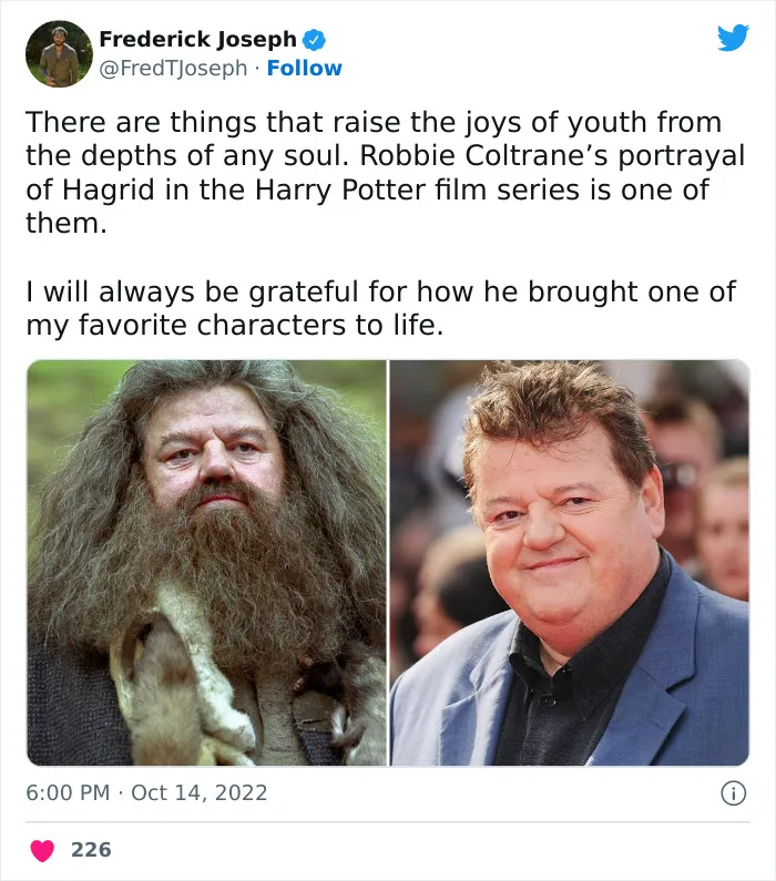 30 Of The Most Touching Tributes Paid To The Late Robbie Coltrane, Star Of Cracker And Harry Potter