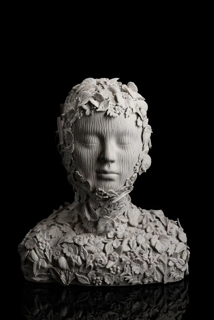 "Black Maiden In Veil Of Midnight", 2022, Morel Doucet, Slip-Casted White Earthenware