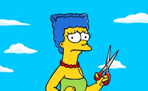 Street Art By Alexsandro Palombo "The Cut" Portrays Marge Simpson Cutting Her Iconic Hair In Solidarity With Mahsa Amini (6 Pics)