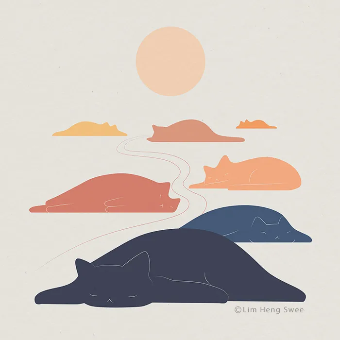 I Create Minimal Illustrations Featuring Cats Blended Into Landscapes And Other Scenes (40 New Pics)