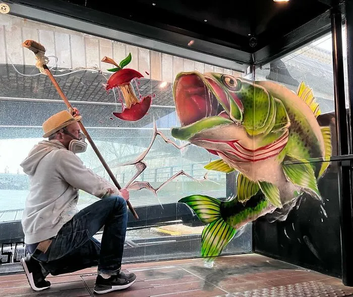 Este artista callejero francés pinta graffitis en 3D y no son para los asustadizos (26 fotos nuevas)