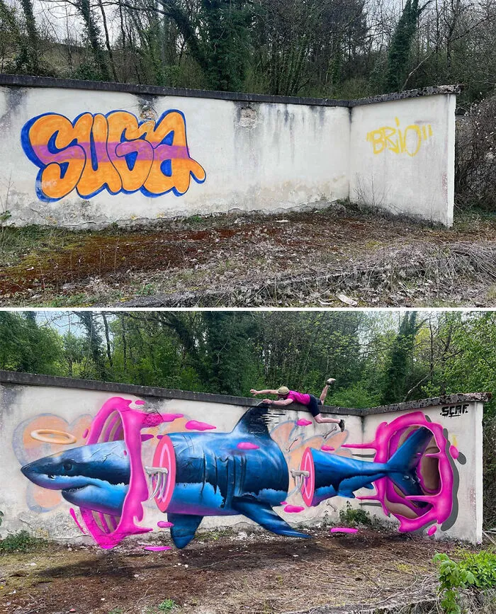 Este artista callejero francés pinta graffitis en 3D y no son para los asustadizos (26 fotos nuevas)