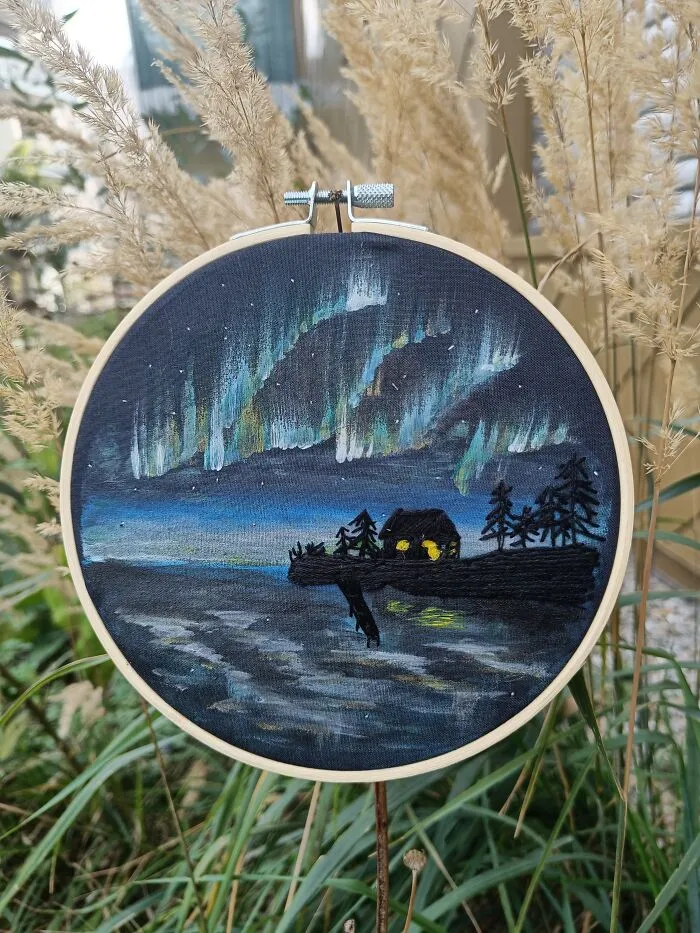 I Experimented With Embroidery And Paint To Create Dreamy Artwork Of The Aurora Borealis (23 Pics)