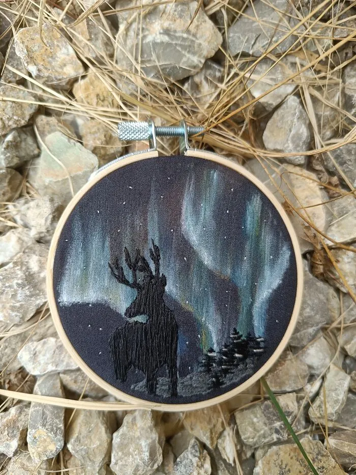 I Experimented With Embroidery And Paint To Create Dreamy Artwork Of The Aurora Borealis (23 Pics)