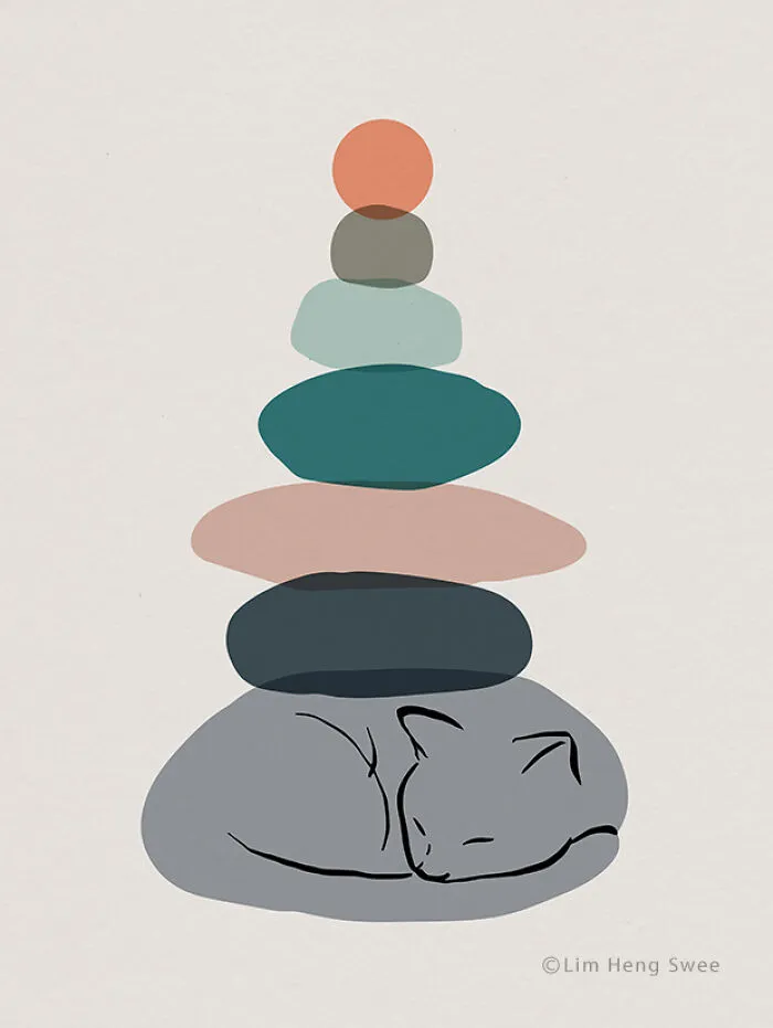 I Create Minimal Illustrations Featuring Cats Blended Into Landscapes And Other Scenes (40 New Pics)