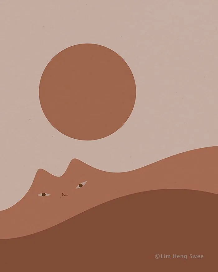 I Create Minimal Illustrations Featuring Cats Blended Into Landscapes And Other Scenes (40 New Pics)