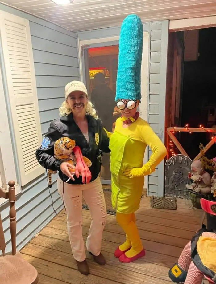 My Friend Vic And I! I Was Marge! She Was Tiger King! This Was Last Year! We Haven't Finished This Year's Yet!!