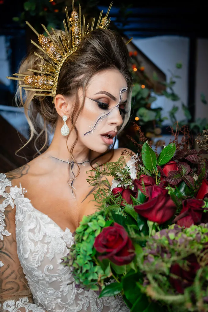With Her Bouquet