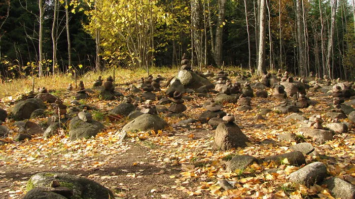pyramids from the stones in the clearing