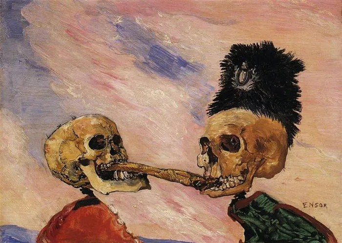 Skeletons Fighting Over A Pickled Herring 