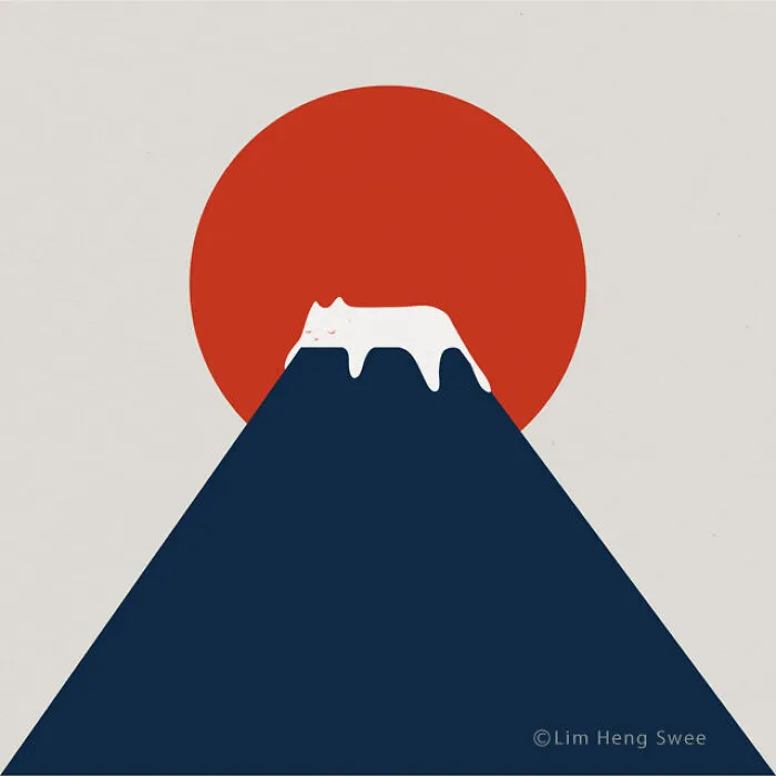 I Create Minimal Illustrations Featuring Cats Blended Into Landscapes And Other Scenes (40 New Pics)