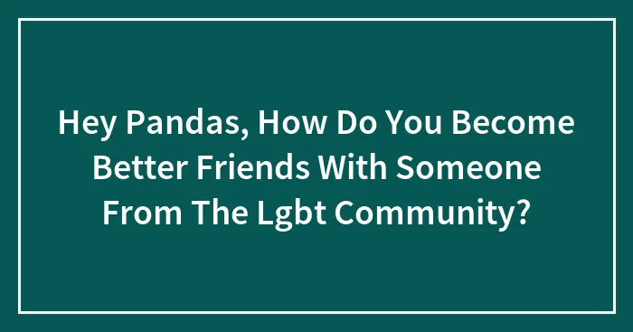 Hey Pandas, How Do You Become Better Friends With Someone From The Lgbt Community? (Closed)