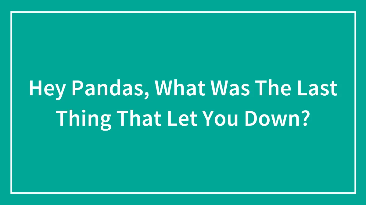 Hey Pandas, What Was The Last Thing That Let You Down? (Closed)
