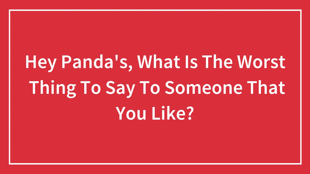 Hey Panda's, What Is The Worst  Thing To Say To Someone That You Like? (Closed)