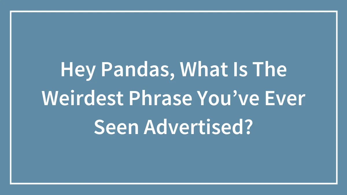 Hey Pandas, What Is The Weirdest Phrase You’ve Ever Seen Advertised? (Closed)