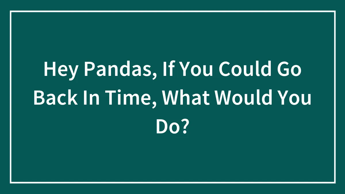 Hey Pandas, If You Could Go Back In Time, What Would You Do? (Closed)