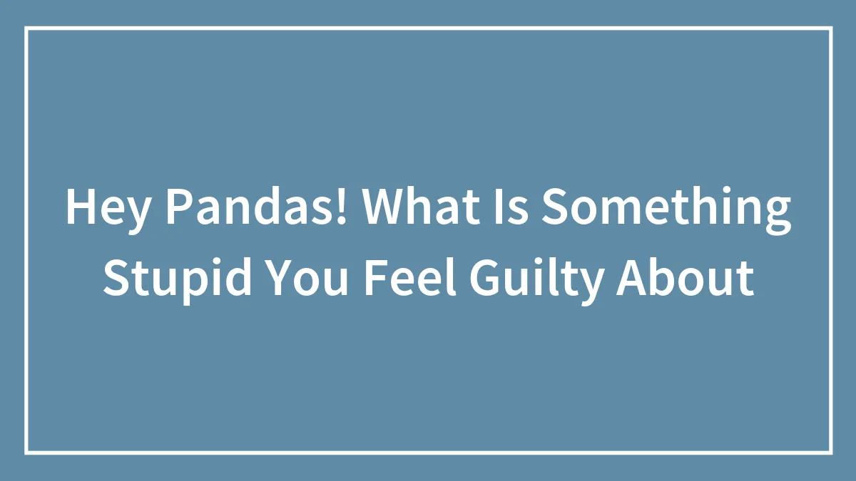 Hey Pandas! What Is Something Stupid You Feel Guilty About