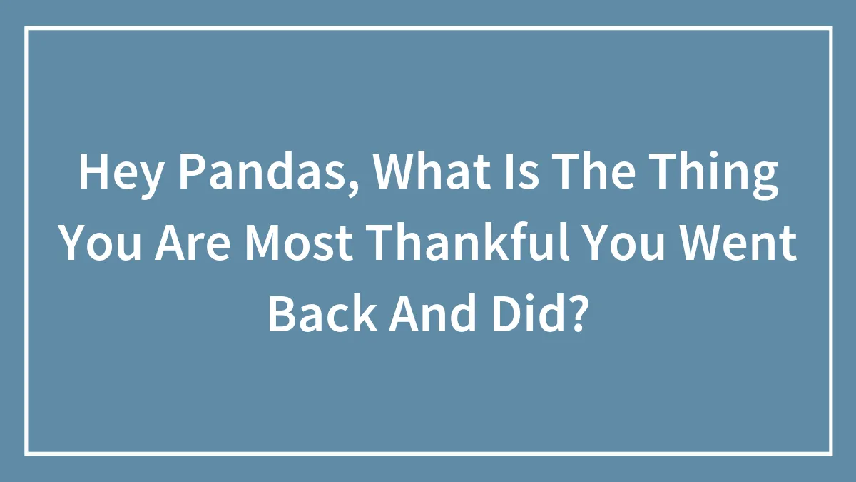 Hey Pandas, What Is The Thing You Are Most Thankful You Went Back And Did?