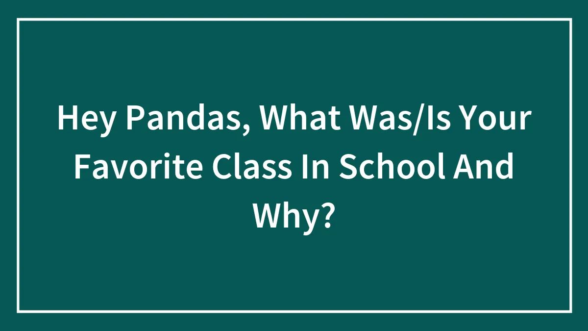 Hey Pandas, What Was/Is Your Favorite Class In School And Why?