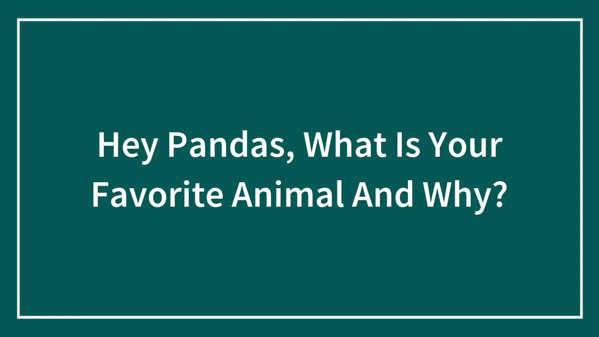 Hey Pandas, What Is Your Favorite Animal And Why?