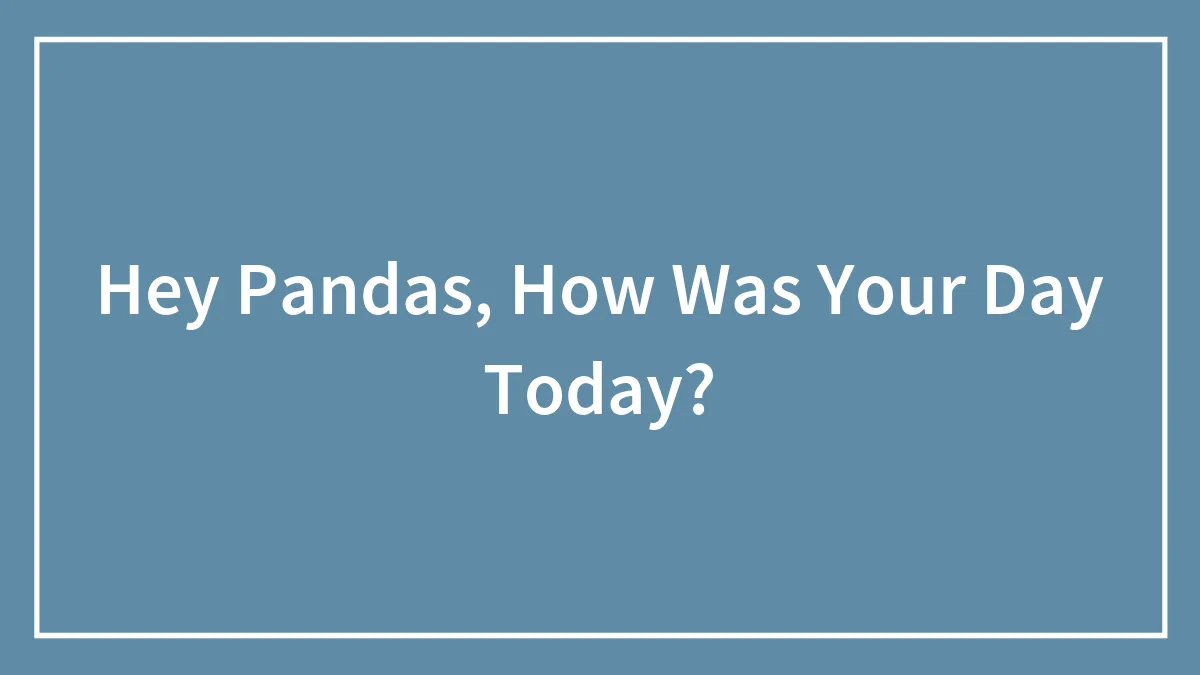 Hey Pandas, How Was Your Day Today?