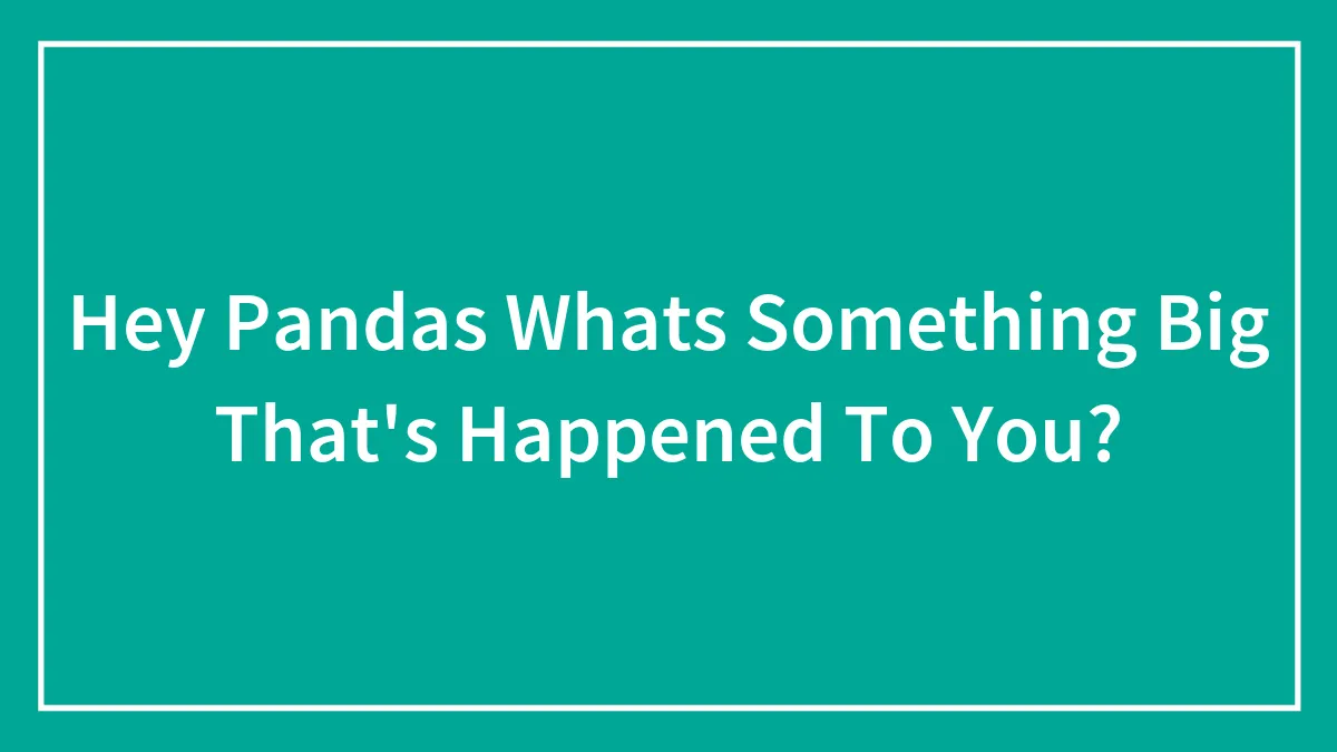 Hey Pandas Whats Something Big That's Happened To You?
