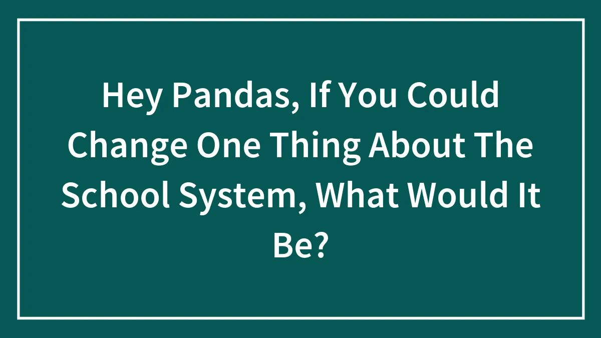 Hey Pandas, If You Could Change One Thing About The School System, What Would It Be? (Closed)