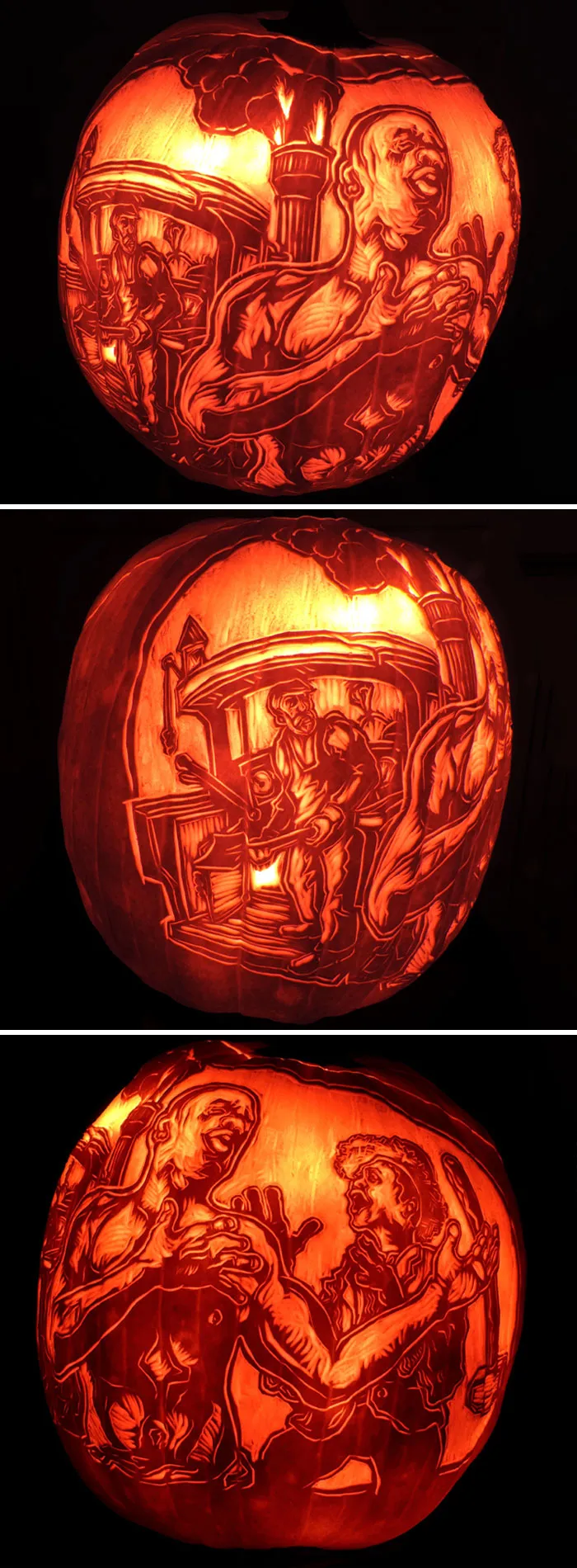 Cada Halloween, durante 50 años, mi papá ha tallado una historia en una calabaza. Este año es la historia del hombre contra la máquina de John Henry