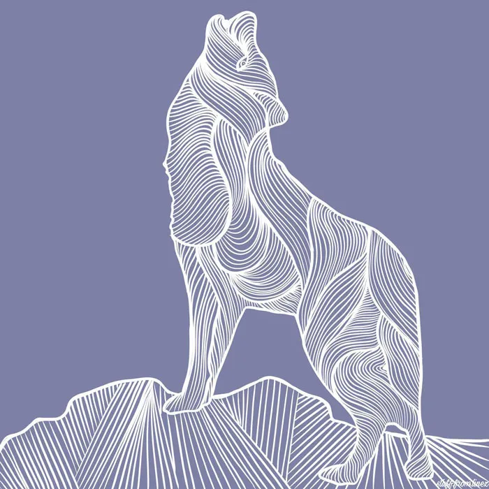 Line art of a howling wolf, perfect for drawing prompts inspiration.