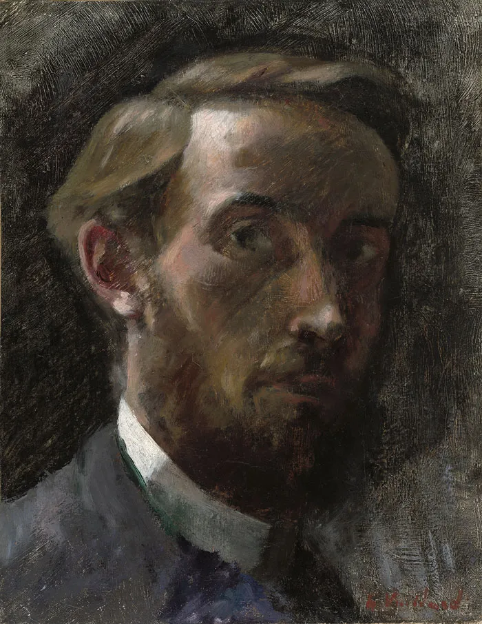 Historical importance portrait painting of a man with a beard, wearing a suit, against a dark background.