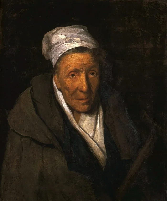 Portrait painting of an elderly woman in historical attire, highlighting famous artwork significance.