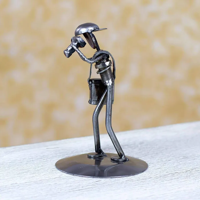 Upcycled Metal Photographer Sculpture
