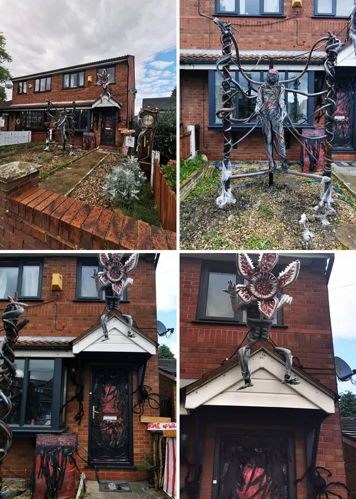 Halloween Display Of A House In My Town. They’ve Gone All Out
