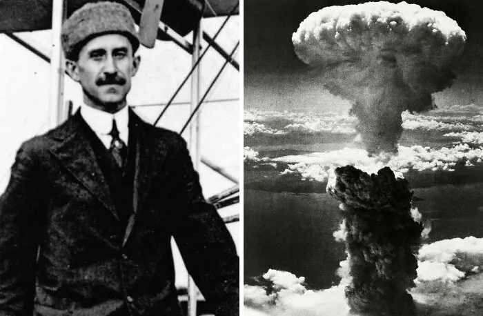 Orville Wright, uno de los dos inventores del avión, todavía vivía cuando bombardearon Hiroshima y Nagasaki en 1945. Él falleció en 1948