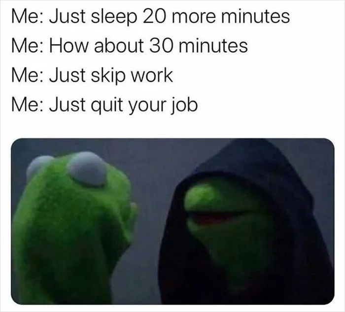 Kermit meme about feeling overwhelmed and wanting to skip responsibilities.