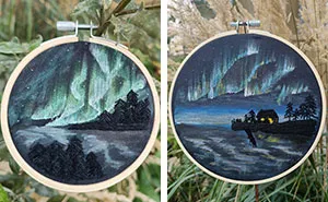 I Experimented With Embroidery And Paint To Create Dreamy Artwork Of The Aurora Borealis (23 Pics)
