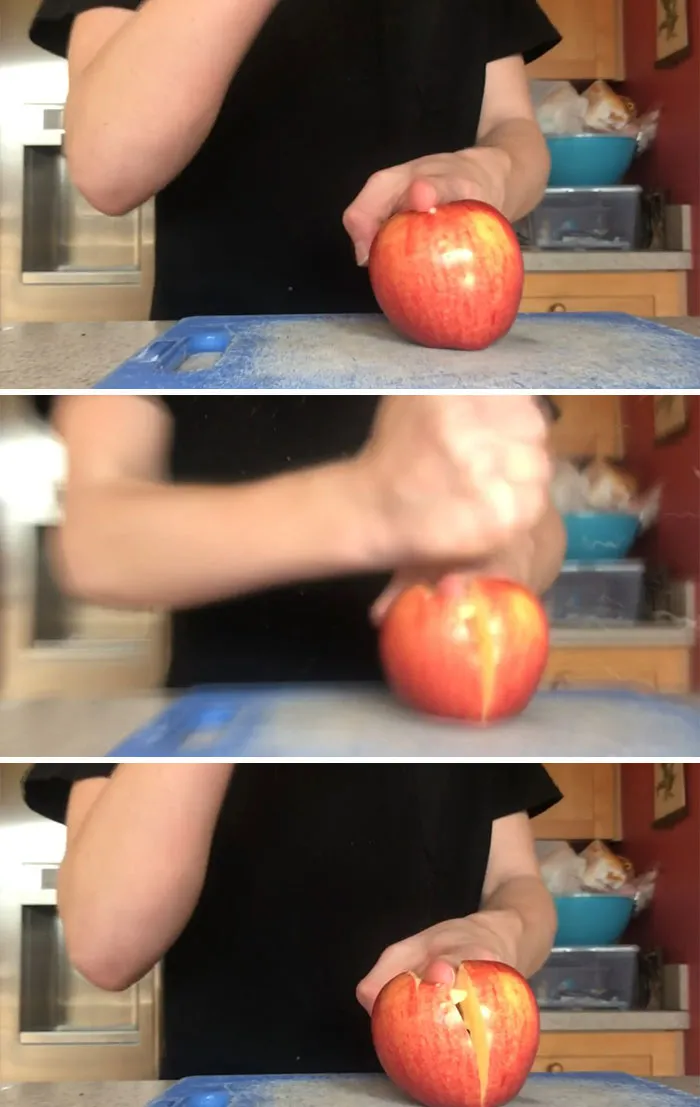 Cómo cortar una manzana con un dedo